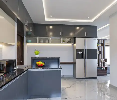 kitchen with white and gray combination